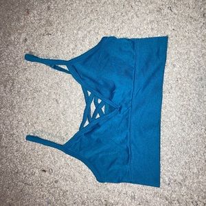 A blue sport bra